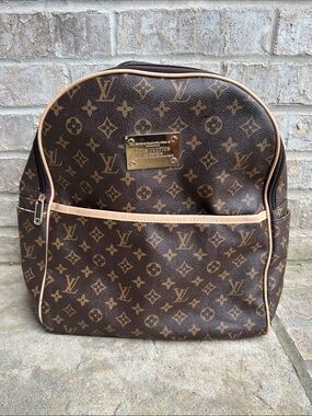 Inspired Monogram Canvas Backpack with Tan Trim